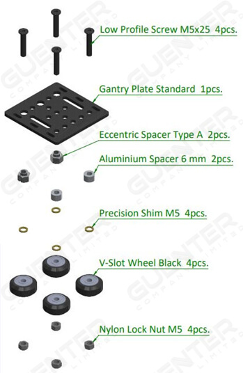 Gantry Plate Standard SET 3D Dimension Parts