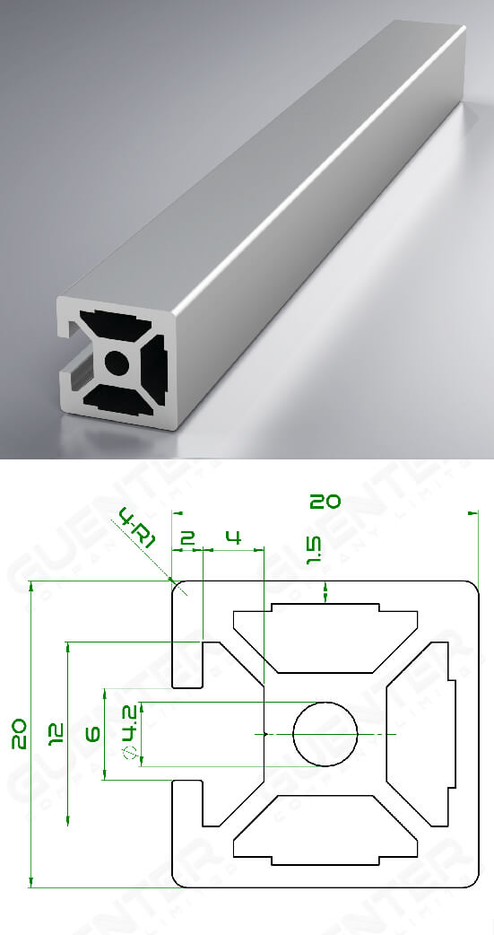 Aluminium Profile 20x20 3 Close อลูมิเนียมโปรไฟล์ 20x20 ปิด 3 ร่อง - Image