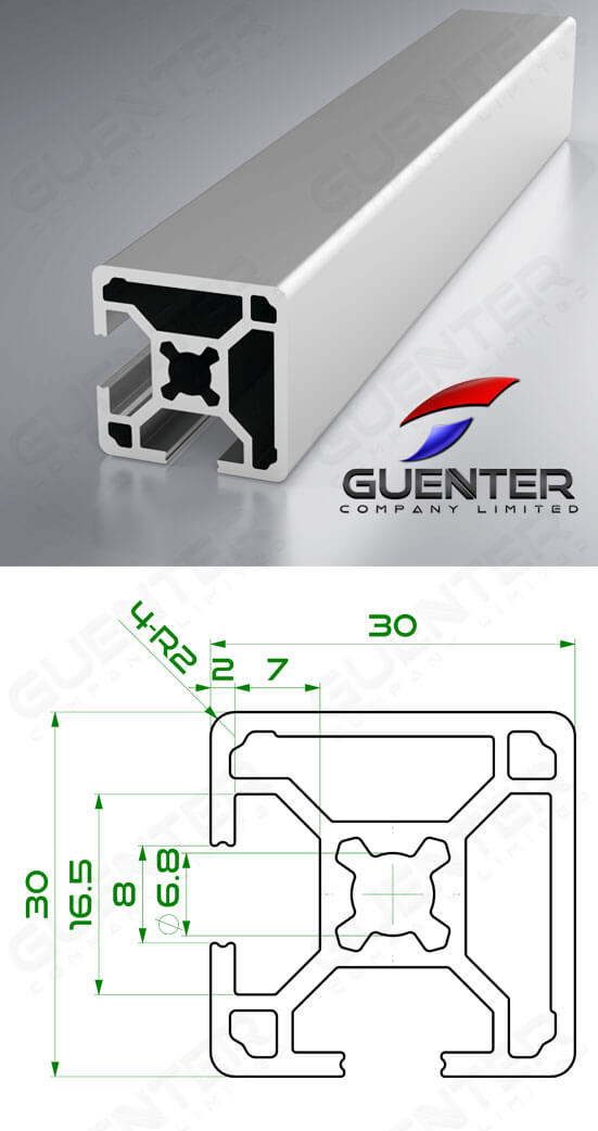 อลูมิเนียมโปรไฟล์ 30×30 2 Close L ความยาว 4000 mm - Image - Guenter.co.th