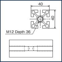 ต๊าปเกลียว 40x40 T-Slot - 2 ด้าน_1