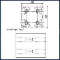 ต๊าปเกลียว 80x80 T-Slot - 2 ด้าน_1