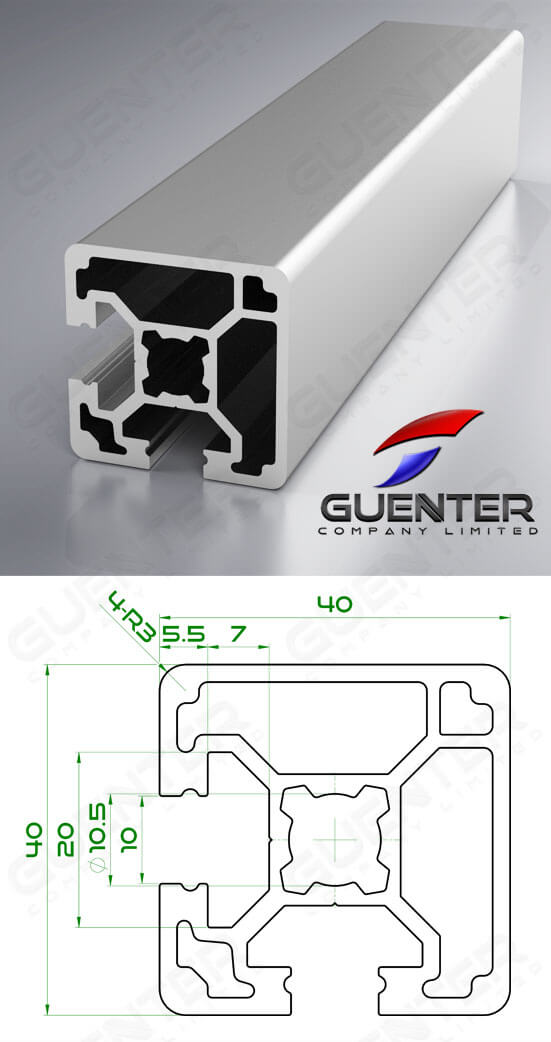 อลูมิเนียมโปรไฟล์ 40×40 2 Close L ความยาว 4000 mm - Image - Guenter.co.th