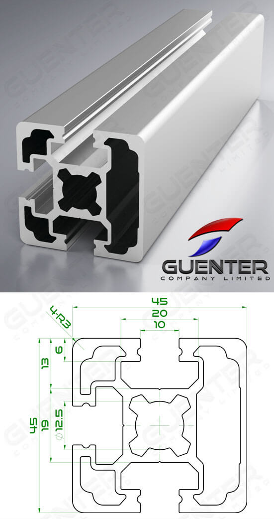 อลูมิเนียมโปรไฟล์ 45×45 1Close ความยาว 6000 mm - Image - Guenter.co.th