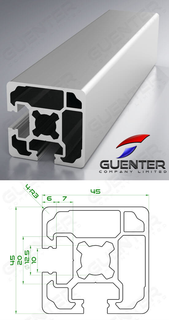 อลูมิเนียมโปรไฟล์ 45×45 2 Close L ความยาว 4000 mm - Image - Guenter.co.th