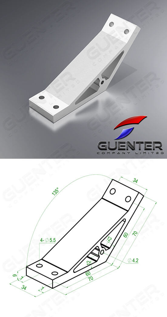 Hard Bracket 2040-135°-Image - Guenter.co.th