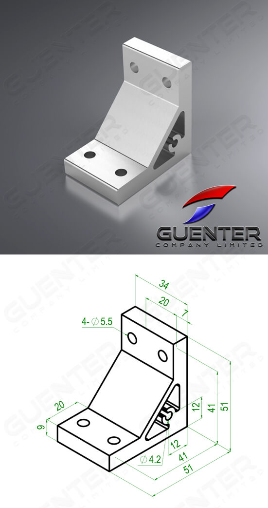 Hard Bracket 2040 20 Series - Image - Guenter.co.th