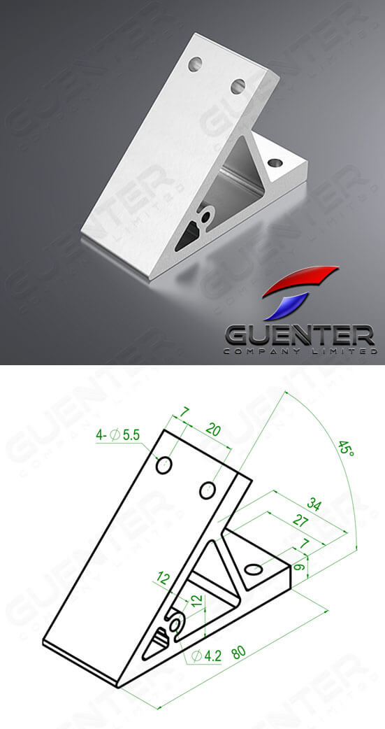 Hard Bracket 2040-45°- Image - Guenter.co.th