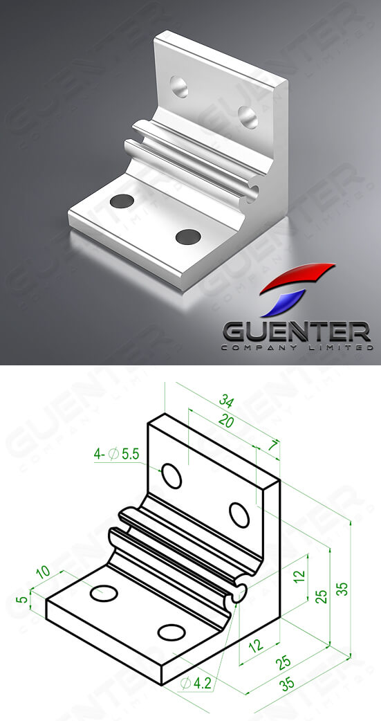 Hard Bracket 2040 B 20 Series - Image - Guenter.co.th