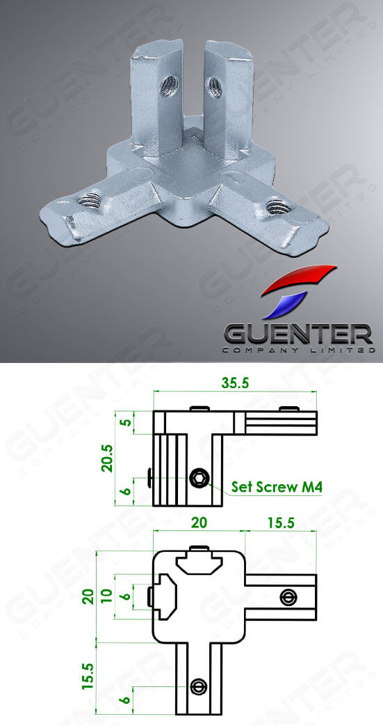 3 Way Bracket 20 - Image - Guenter.co.th