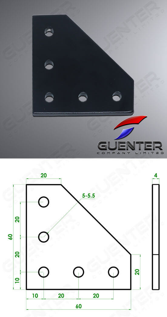 Connecting Plate Type L 20 - Image สีดำ - Guenter.co.th