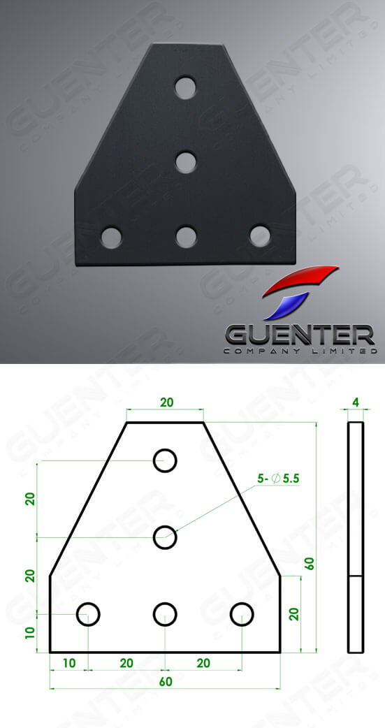 Connecting Plate Type T 20 - Image สีดำ - Guenter.co.th