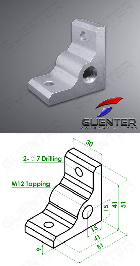 Adjuster Bracket 30 M12 - For Web + Dimension - Guenter.co.th