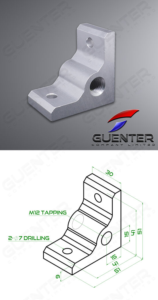 Adjuster Bracket 40 M12 - For Web + Dimension - Guenter.co.th