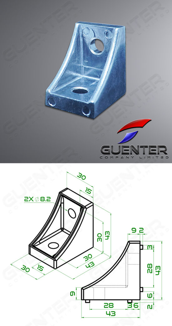 Bracket 40 Series - ตัวยึดฉากโปรไฟล์ซีรี่ 40 - For Web + Dimension - Guenter.co.th