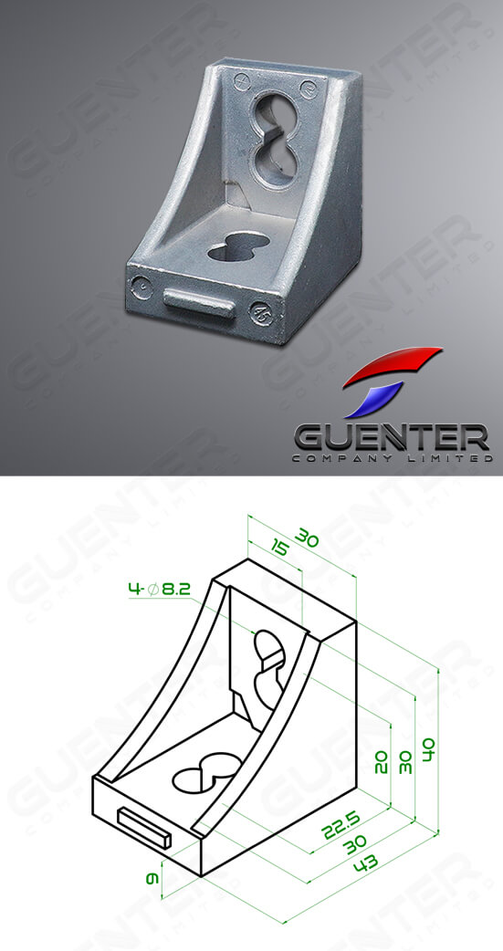 Bracket Cross 40 - For Web + Dimension - Guenter.co.th