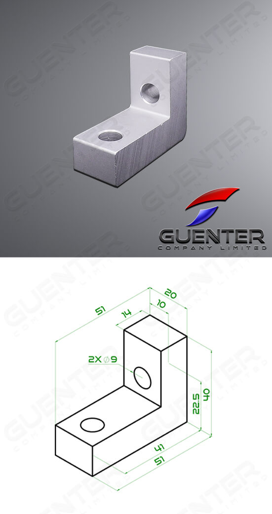 Bracket L 45 Series - For Web + Dimension - Guenter.co.th