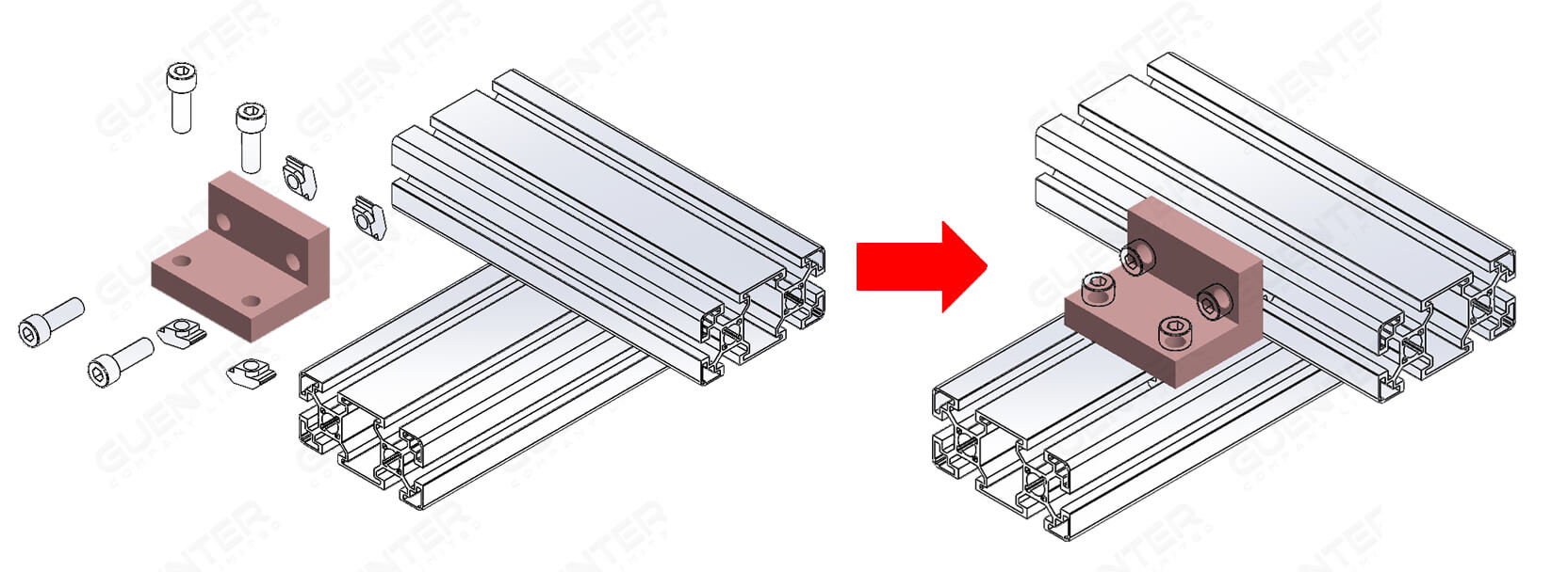 Bracket L 4590 - ตัวยึดฉากโปรไฟล์ซีรี่ 45 - Usage - Guenter.co.th