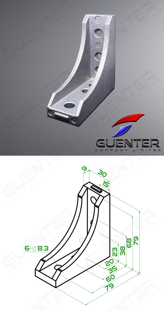 Bracket Long 4080 - For Web + Dimension - Guenter.co.th