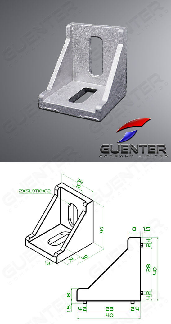 Bracket Slot Hole 40 Series - For Web + Dimension - Guenter.co.th