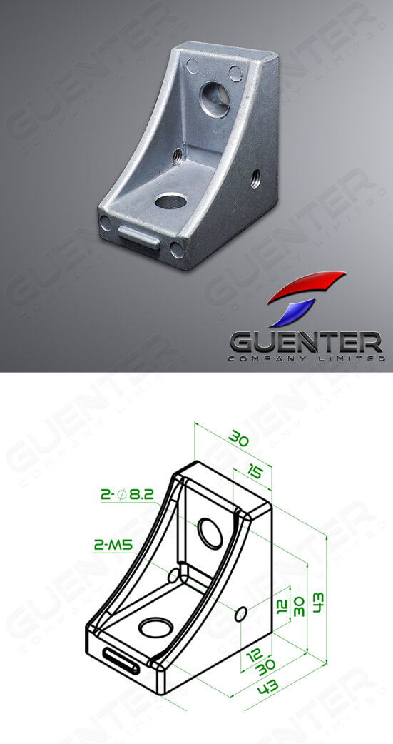 Bracket With Tap 40 Series - For Web + Dimension - Guenter.co.th