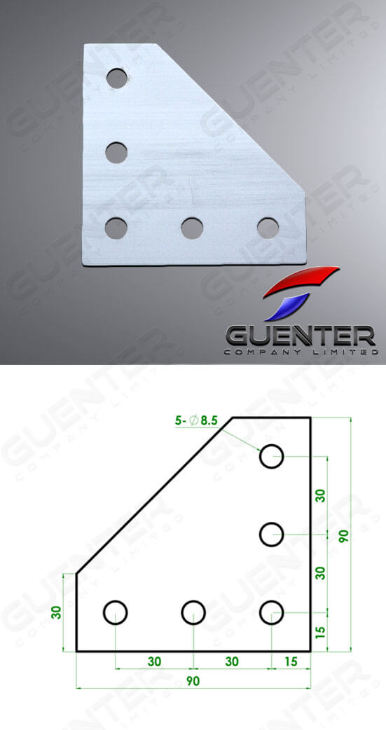 Connecting Plate Type L 30 - For Web + Dimension - Guenter.co.th