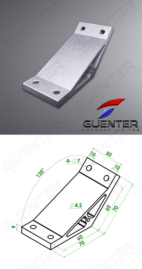 Hard Bracket 3060 135° 30 Series - For Web + Dimension - Guenter.co.th