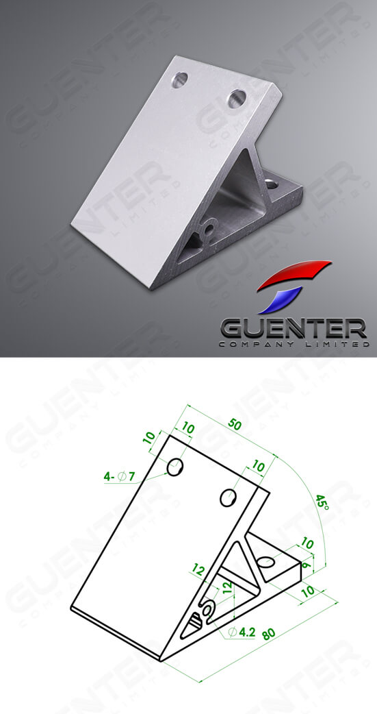 Hard Bracket 3060 45° 30 Series - For Web + Dimension - Guenter.co.th