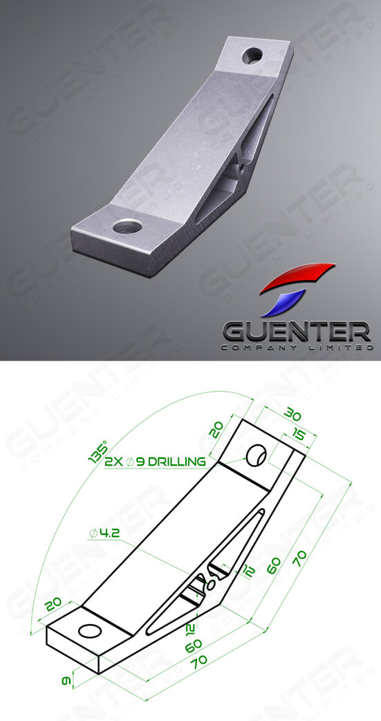 Hard Bracket 40 135° - For Web + Dimension - Guenter.co.th