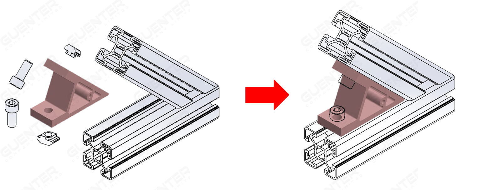 Hard Bracket 40 45°- ตัวยึดฉากโปรไฟล์ซีรี่ 40 - Usage - Guenter.co.th