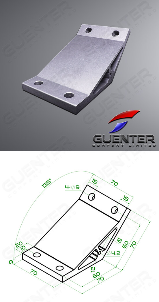 Hard Bracket 4080 135°- For Web + Dimension - Guenter.co.th