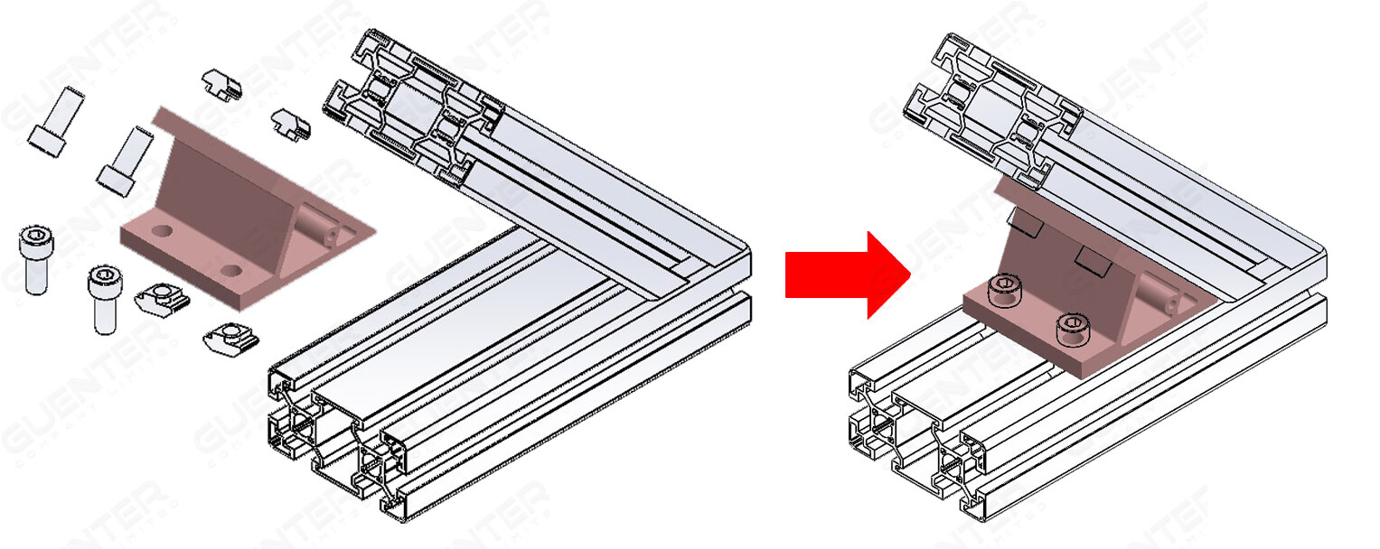 Hard Bracket 4590 45°- ตัวยึดฉากโปรไฟล์ซีรี่ 45 - Usage - Guenter.co.th