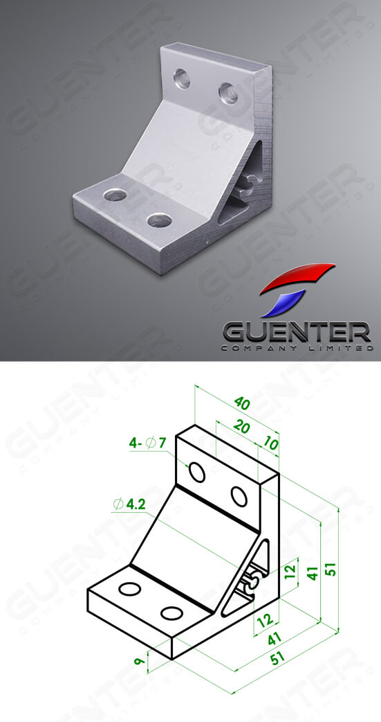 Hard Bracket 5050 30 Series - For Web + Dimension - Guenter.co.th