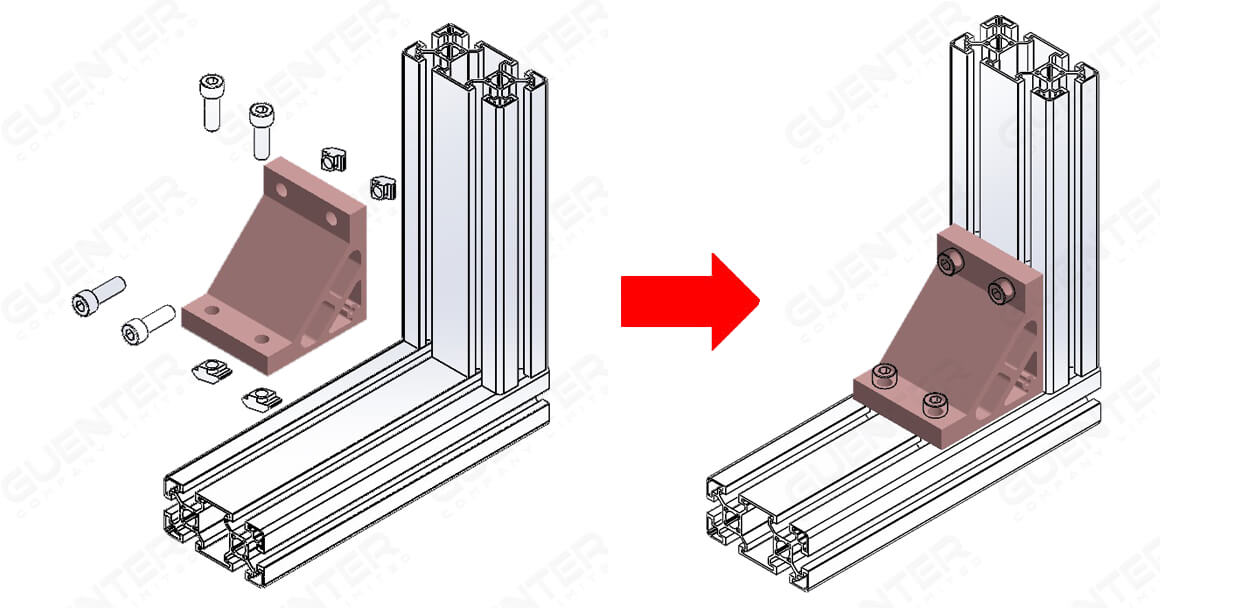 Hard Bracket 80 - ตัวยึดฉากโปรไฟล์ซีรี่ 40 - Usage - Guenter.co.th