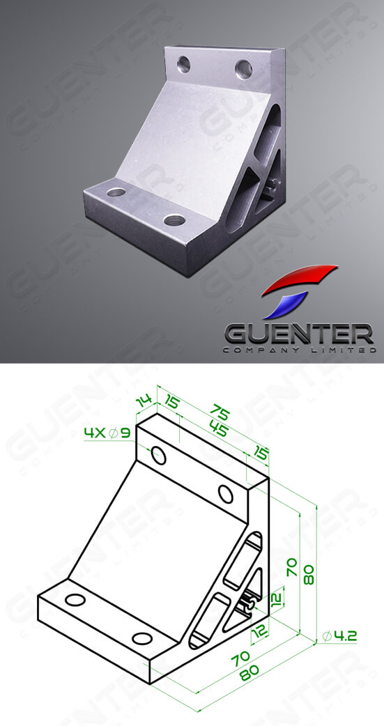 Hard Bracket 90 - For Web + Dimension - Guenter.co.th