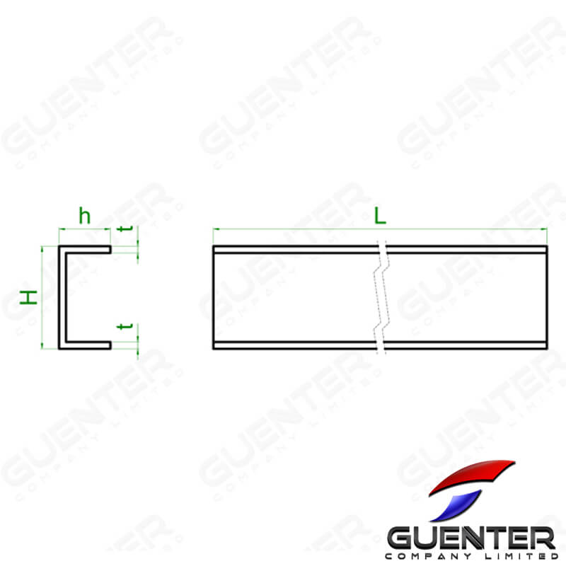 รางยูอลูมิเนียม Aluminum Channel - Dimension_1 - Guenter.co.th