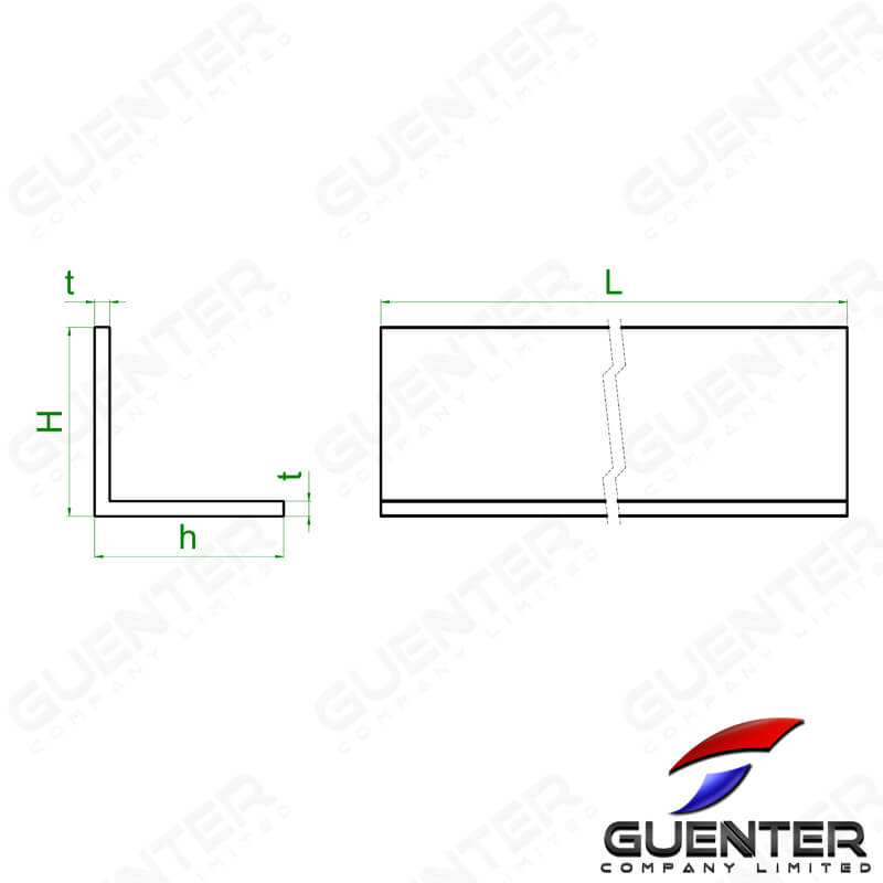 อลูมิเนียมฉาก Aluminum Angle - Dimension - Guenter.co.th