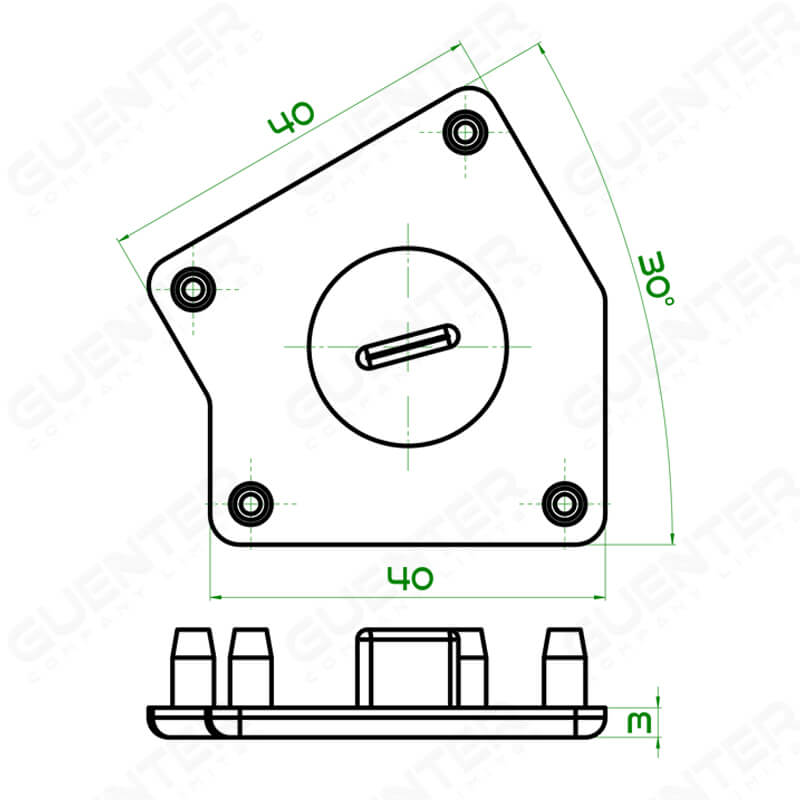 End Cap 40-DE30 - 40 Series - Dimension - Guenter.co.th