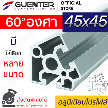 End Cap 45-DE60 ใช้กับอลูมิเนียมโปรไฟล์ 45x45 60 องศา - Guenter.co.th