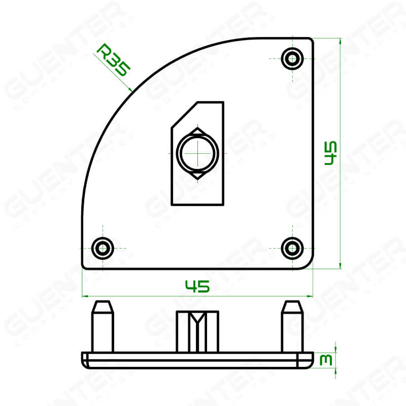 End Cap 45-R สีเทา - 45 Series - Image - Guenter.co.th