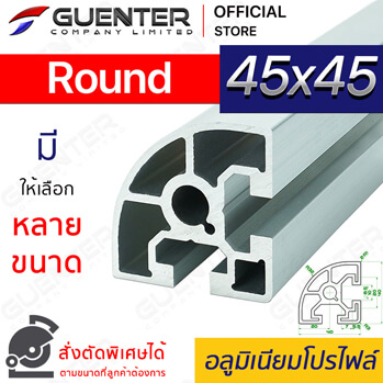 End Cap 45-R ใช้กับอลูมิเนียมโปรไฟล์ 45x45 Round - Guenter.co.th