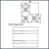 ต๊าปเกลียว 40x80x80 T-Slot - 1 ด้าน_1