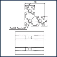 ต๊าปเกลียว 40x80x80 T-Slot - 2 ด้าน_1