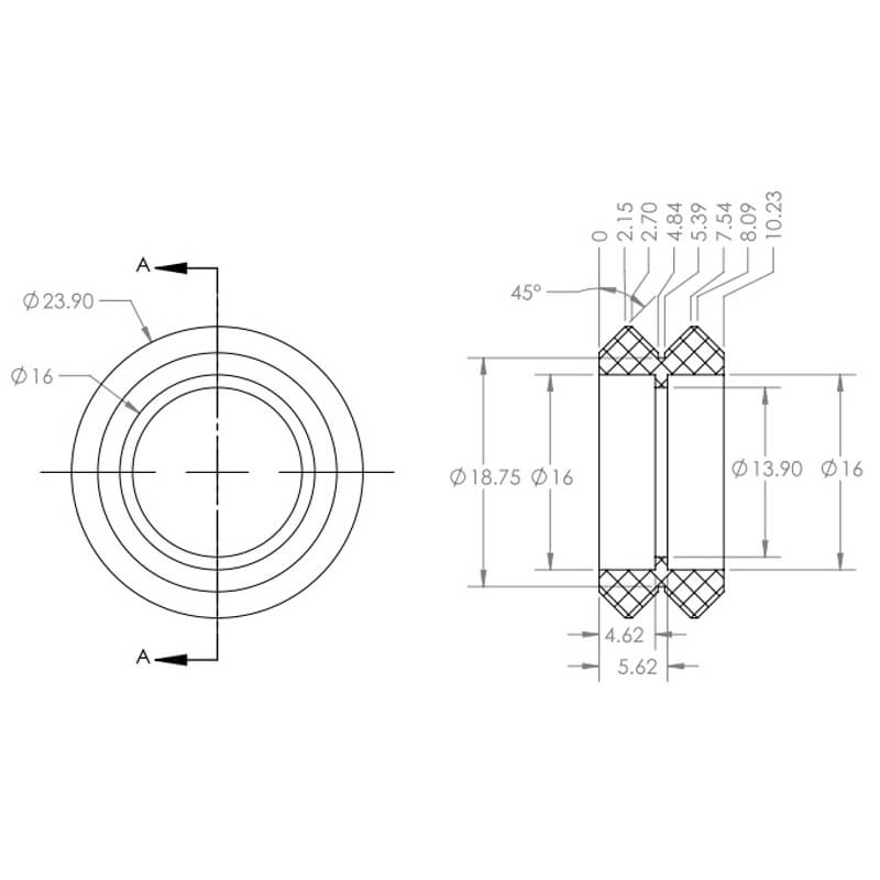 Delrin-V-Wheel-Black-Solid-Dimension1-Guenter.co.th